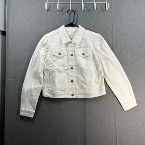 Candace Cameron Bure Puff-Sleeve White Denim Jacket White Res 00